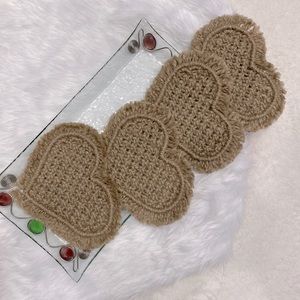 Handmade Crochet Jude Natural Heart Coasters !